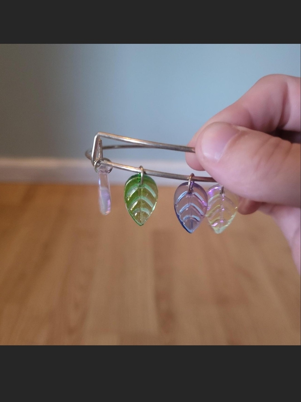 Handmade Glass Leaf Charm Bracelet
